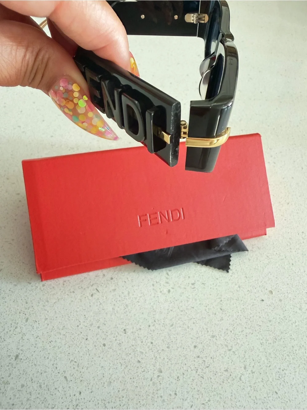 Fendi Black and Gold Logo Shield Sunglasses